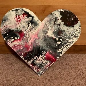 Double-sided wooden heart pour paint acrylic